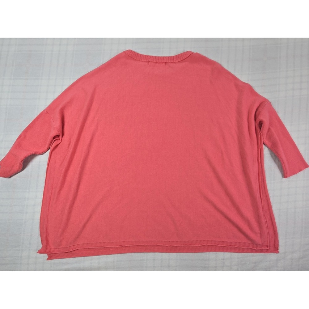 Mersea Womens Catalina Traveler Knit Sweater Side Splits Coral Pink OS - Picture 2 of 13